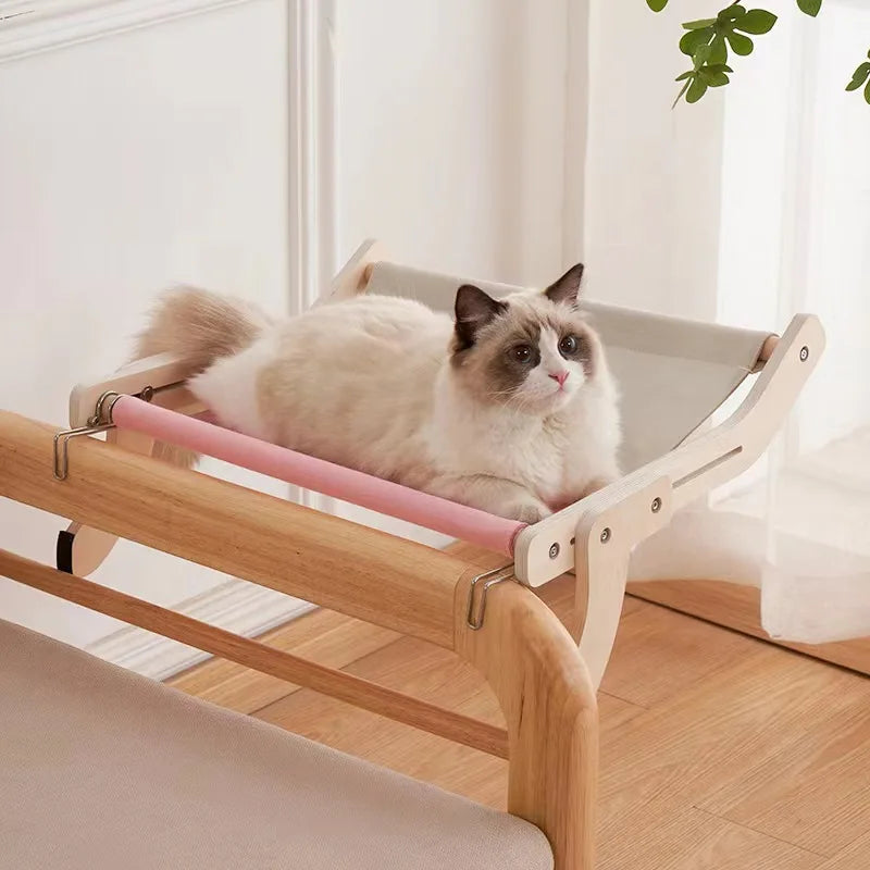 OUZEY Wooden Pet Cat Hammock Hanging Cat Bed