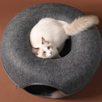 Donut Cat Bed Pet Cat Tunnel Interactive Game Toy Cat