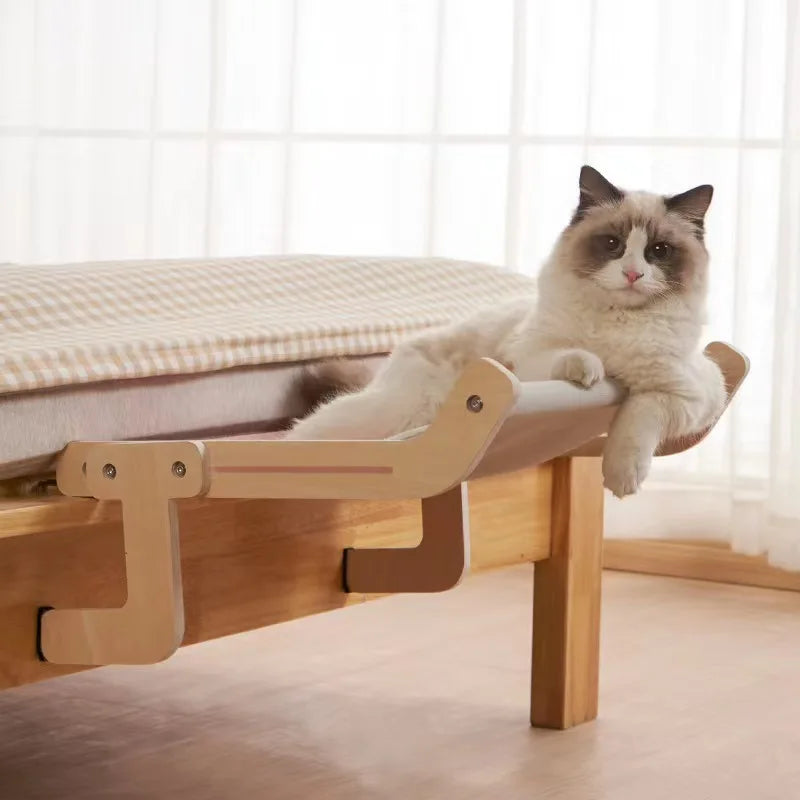 OUZEY Wooden Pet Cat Hammock Hanging Cat Bed
