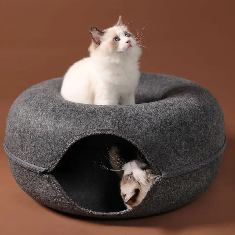 Donut Cat Bed Pet Cat Tunnel Interactive Game Toy Cat