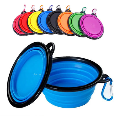 Pet Silicone Dog Food Water Bowl Travel Portable Folding  Supplies