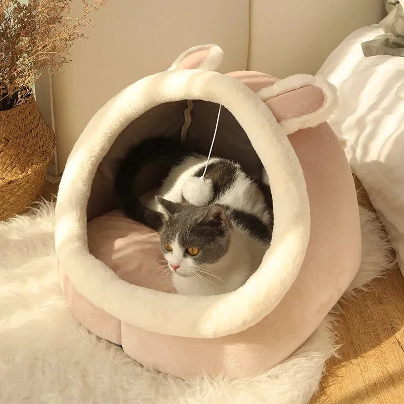 Cat Bed House Kennel Nest Round Pets Sleeping